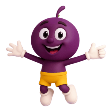 Nosso Mascote da Açaí Mais Brasil Indicando felicidade