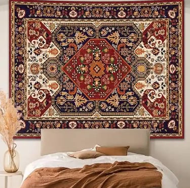 Bohemian Hippie Mandala Tapestry – Vintage Orange Floral Wall Hanging for Autumn 2025 Home Décor