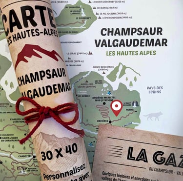 Carte rouleau gazette Champsaur Valgaudemar Zéro Cinq Design
