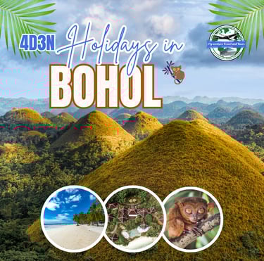 Bohol, Chocolate Hills, Panglao beach, Tarsiers, Loboc River