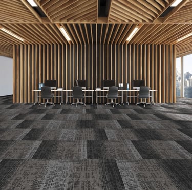 Garfield3 carpet tile sample with gradient pattern transitioning from light grey to dark grey - modern commercial carpet