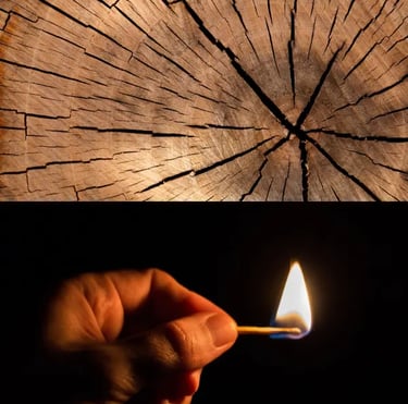a person holding a matchstick in their hand
