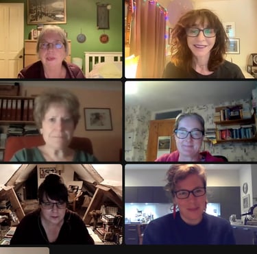 The Writing School's Zoom session with poetry tutors and students discussing poetry writing