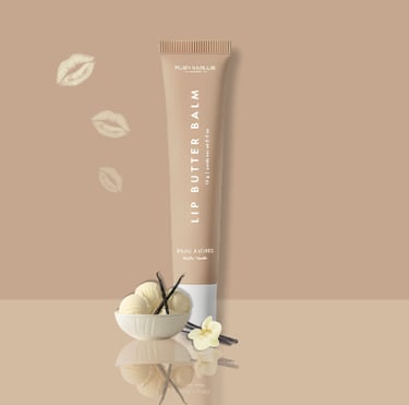 Ruby & Millie Vanilla Lip Butter in vanilla shade aesthetic background by lushoasie