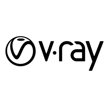 Logo of V-Ray, a rendering software, with a stylized 'v' inside a circle followed by the text 'v-ray