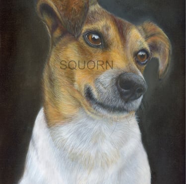 a dog is shown in this painting of a dog
