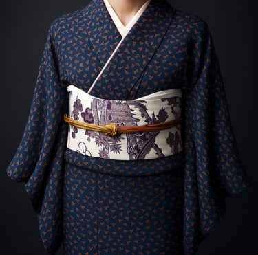 Japanischer Kimono mit Obi – traditionelles japanisches Kleidungsstück, handgefertigte Muster, hochw