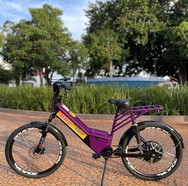 bicicleta elétrica duos full roxa