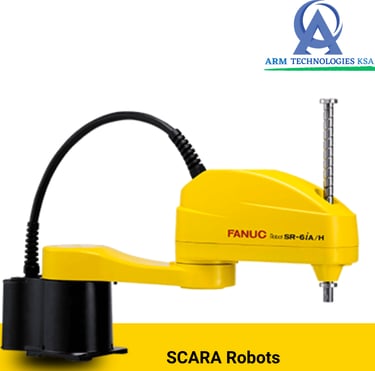 Yellow Fanuc SR-6iA/H SCARA robot for high-speed industrial automation and assembly.