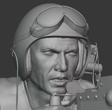 Vietnam War US M48 tank crew figure with mounted heavy machine gun detailed 3D model