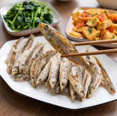 cá mương rán của tiệm cơm văn phòng, cơm gia đình