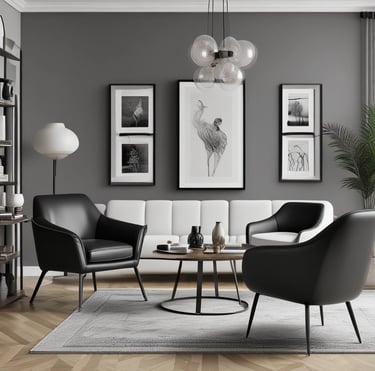 Cozy modern living room with sleek sofa and wooden coffee table