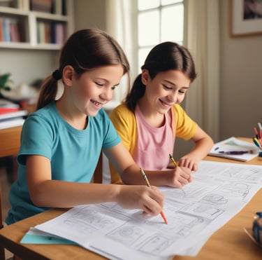 A cheerful young student happily studying with colorful CAPS curriculum books around.