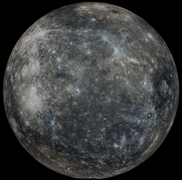 Mercúrio renderizada no Blender com dados da NASA e do USGS, mostrando crateras de vários tamanhos