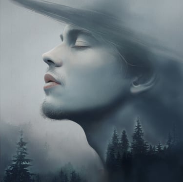 Man in hat in wilderness