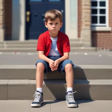 A young child sitting comfortably with headphones, eyes closed and a gentle smile, immersed in the audio program
