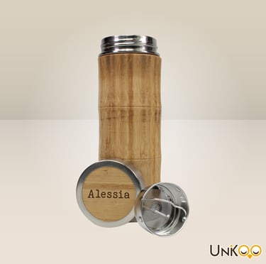 borraccia thermos in legno idea regalo personalizzata con incisione laser