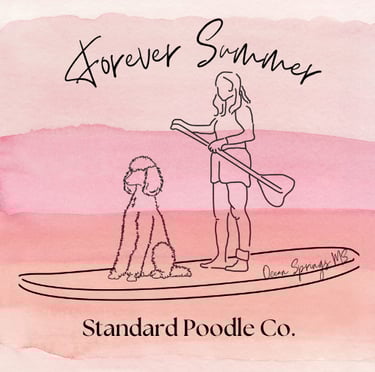 Forever summer standard poodle sunset logo