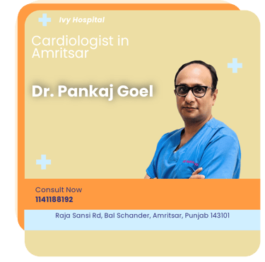 A graphical representation highlighting Dr. Pankaj Goel as the Best Cardiologist in Amritsar.