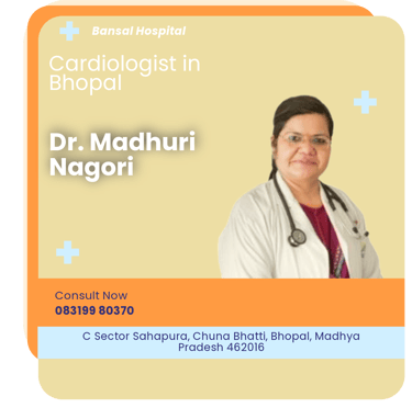 A graphical representation highlighting Dr. Madhuri Nagori as the Best Cardiologist in Bhopal.