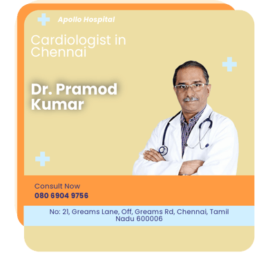 A graphical representation highlighting Dr. Pramod Kumar as the Best Cardiologist in Chennai.