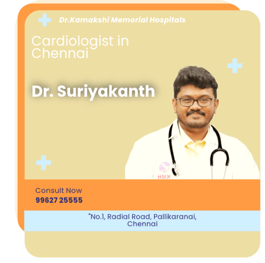 A graphical representation highlighting Dr. Suriyakanth as the Best Cardiologist in Chennai.