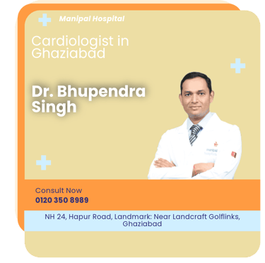 A graphical representation highlighting Dr. Bhupendra Singh as the Best Cardiologist in Ghaziabad.