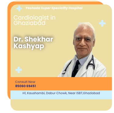A graphical representation highlighting Dr. Shekhar Kashyap as the Best Cardiologist in Ghaziabad.