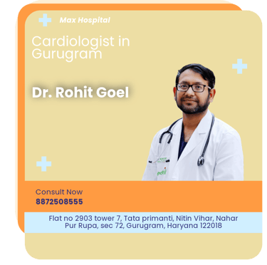 A graphical representation highlighting Dr. Rohit Goel as the Best Cardiologist in Gurugram.