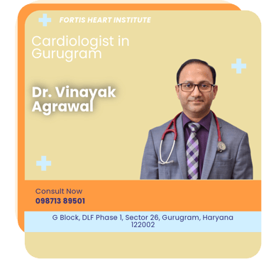 A graphical representation highlighting Dr. Vinayak Agrawal as the Best Cardiologist in Gurugram.