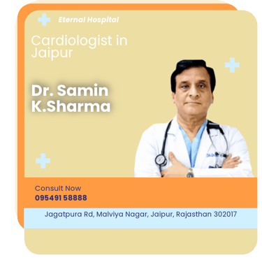 A graphical representation highlighting Dr. Samin K. Sharma as the Best Cardiologist in Jaipur.