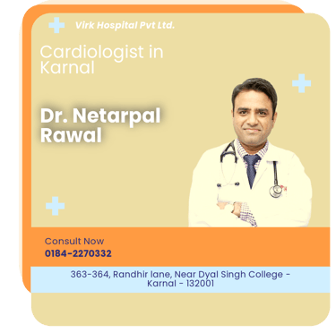 A graphical representation highlighting Dr. Netarpal Rawal as the Best Cardiologist in Karnal.