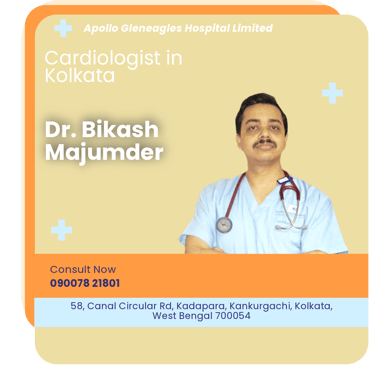 A graphical representation highlighting Dr. Bikash Majumder as the Best Cardiologist in Kolkata.