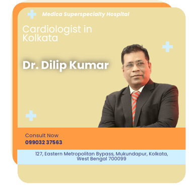 A graphical representation highlighting Dr. Dilip Kumar as the Best Cardiologist in Kolkata.