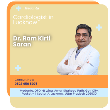A graphical representation highlighting Dr. Ram Kirti Saran as the Best Cardiologist in Lucknow.