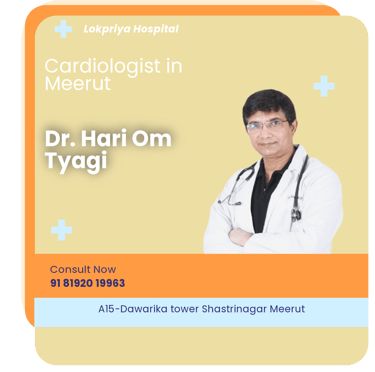 A graphical representation highlighting Dr. Hari Om Tyagi as the Best Cardiologist in Meerut.