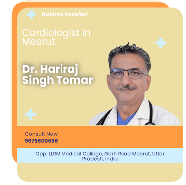 A graphical representation highlighting Dr. Hariraj Singh Tomar as the Best Cardiologist in Meerut.