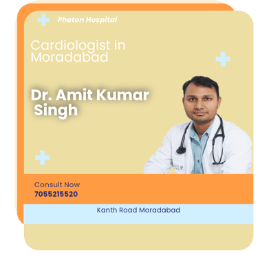 A graphical representation highlighting Dr. Amit Kumar Singh as the Best Cardiologist in Moradabad.