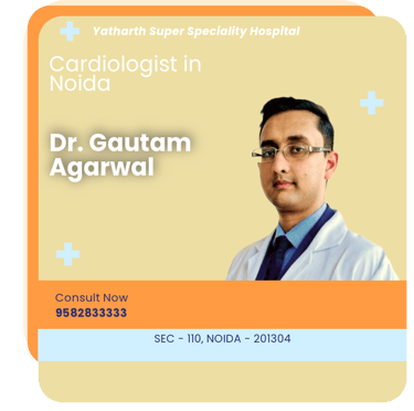 A graphical representation highlighting Dr. Gautam Agarwal as the Best Cardiologist in Noida.