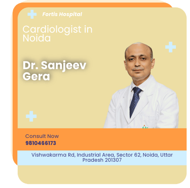 A graphical representation highlighting Dr. Sanjeev Gera as the Best Cardiologist in Noida.