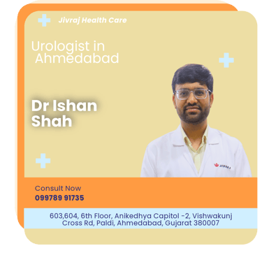A graphical representation highlighting Dr. Ishan Shah as the Best Urologist in Ahmedabad.