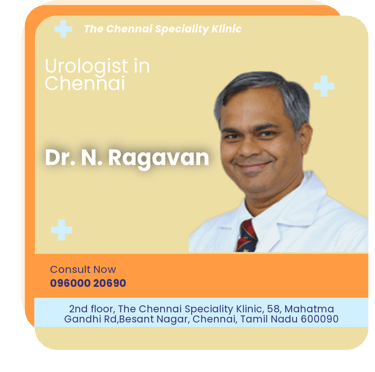 A graphical representation highlighting Dr. N. Ragavan as the Best Urologist in Chennai.