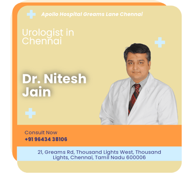 A graphical representation highlighting Dr. Nitesh Jain as the Best Urologist in Chennai.