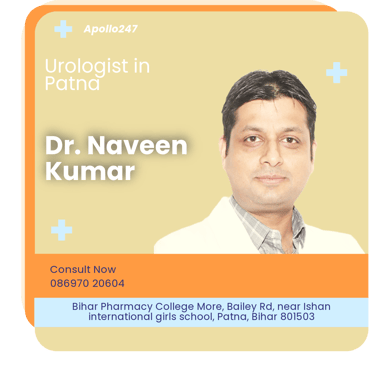 A graphical representation highlighting Dr. Naveen Kumar as the Best Urologist in Patna.