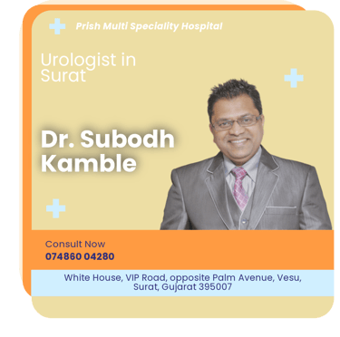 A graphical representation highlighting Dr. Subodh Kamble as the Best Urologist in Surat.