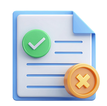 un documento con una marca de verificación