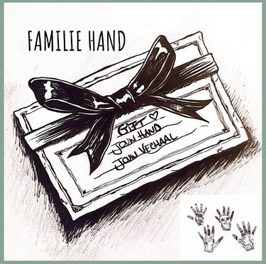 cadeau bon uniek betekenisvol cadeau hand getekend - familie hand illustratie met wolf schildpad uil