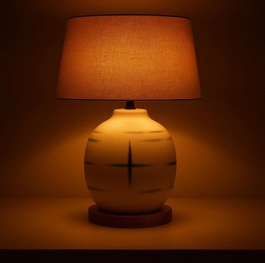 White Ceramic base Table lamp with fabric shade