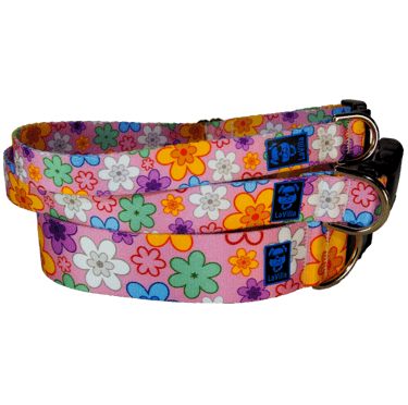 A happening pink flower power Dog collar
