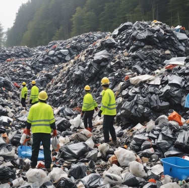 A vibrant photo of a diverse team collaborating outdoors, surrounded by nature symbolizing commitment to sustainability.
